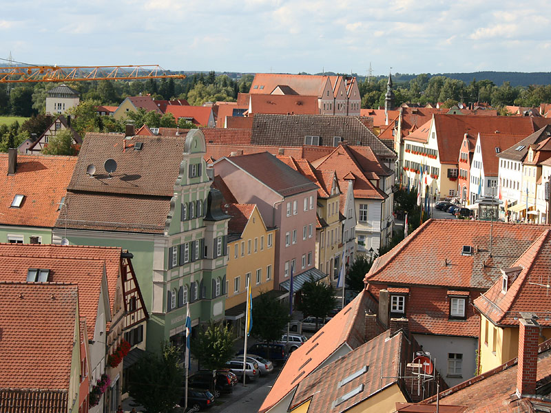 Blick vom historischen Färberturm über die Altstadt